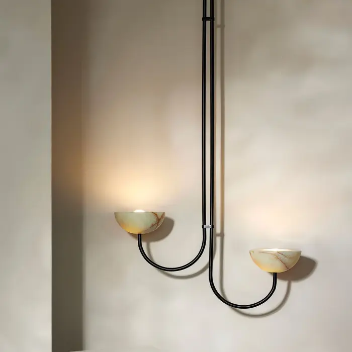 AURELIA DOUBLE PENDANT LIGHT OFFSET STONE
